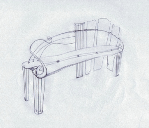 Sketch of Kate Roberts' Bench